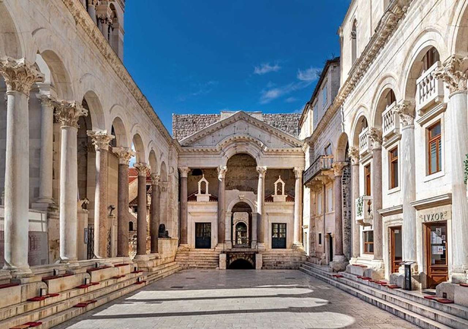 Early morning view of the Peristyle courtyard in Diocletian's Palace, Split