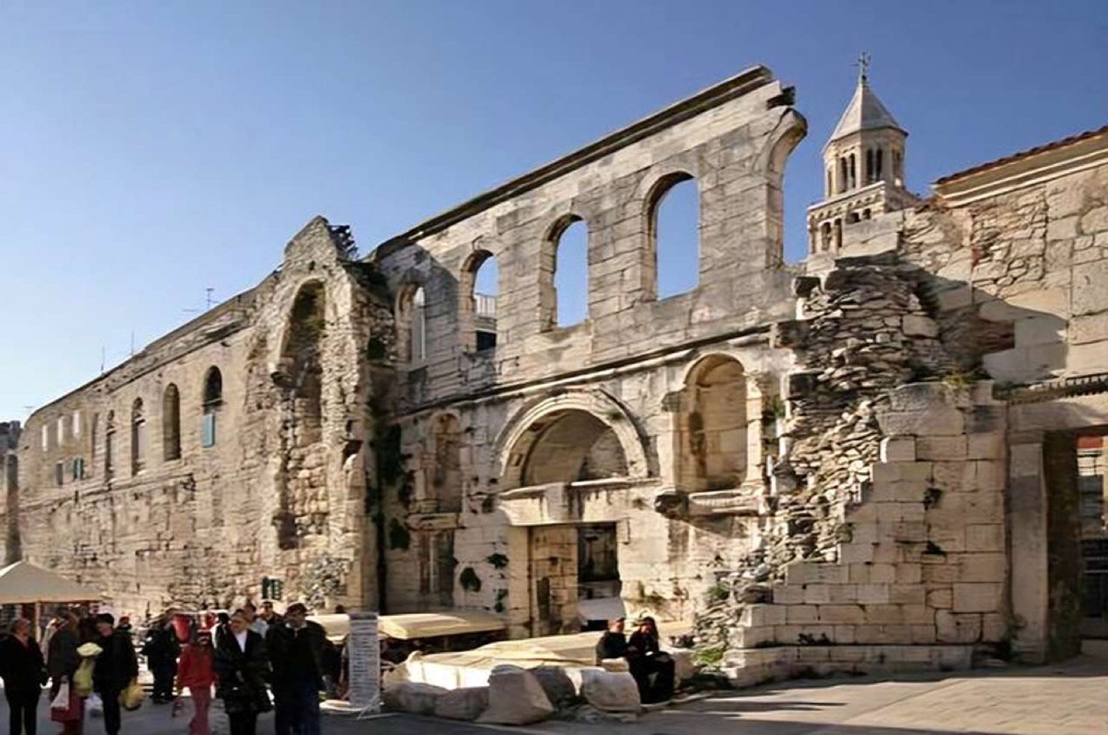 Silver Gate entrance to Diocletian's Palace with original Roman brickwork