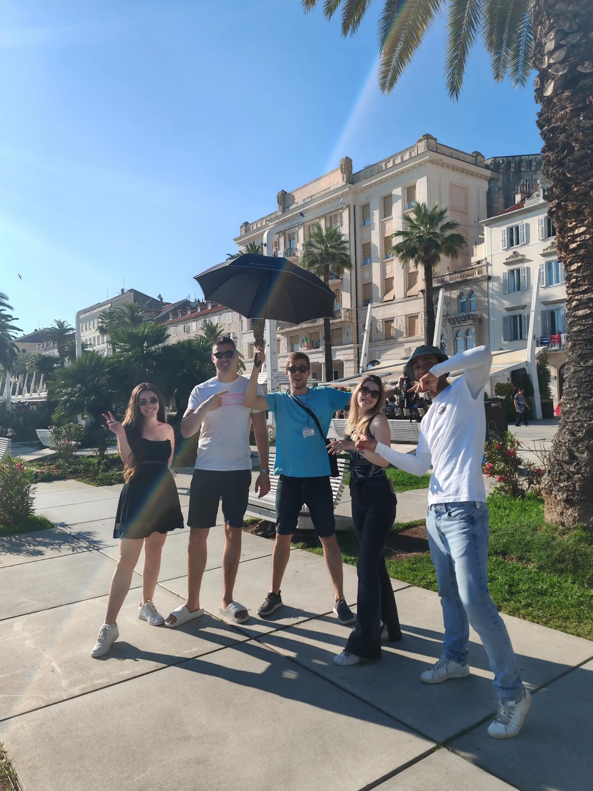 Small tour group on the Split Riva waterfront with a licensed local guide
